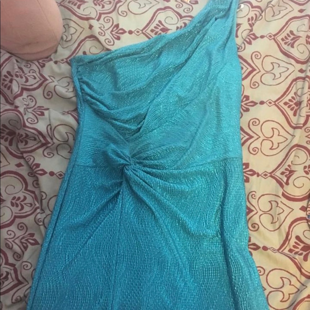 One shoulder blue special events dress